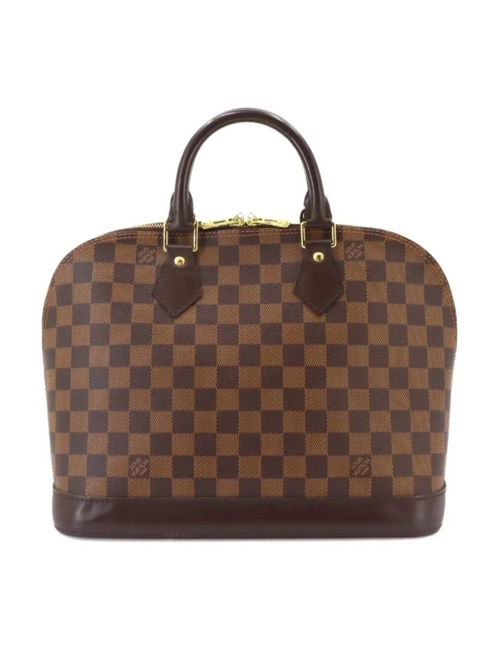 Louis Vuitton Damier Alma PM Hand Bag Ebene Brown Gold